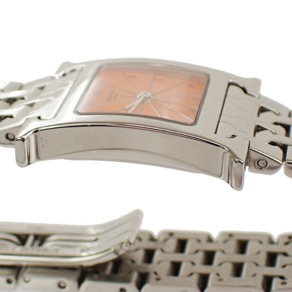 Authentic HERMES H Wristwatch HH1.210 Quartz Stainless Steel Silver Orange main image 8